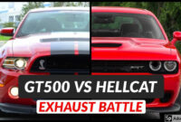 ford shelby mustang gt5 vs dodge challenger hellcat exhaust sound comparison 2023 mustang gt500 vs dodge demon