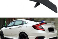 cuztom tuning rs si style rear trunk spoiler wing w/led brake compatible with 4 4 honda civic x 4th gen honda civic wing spoiler